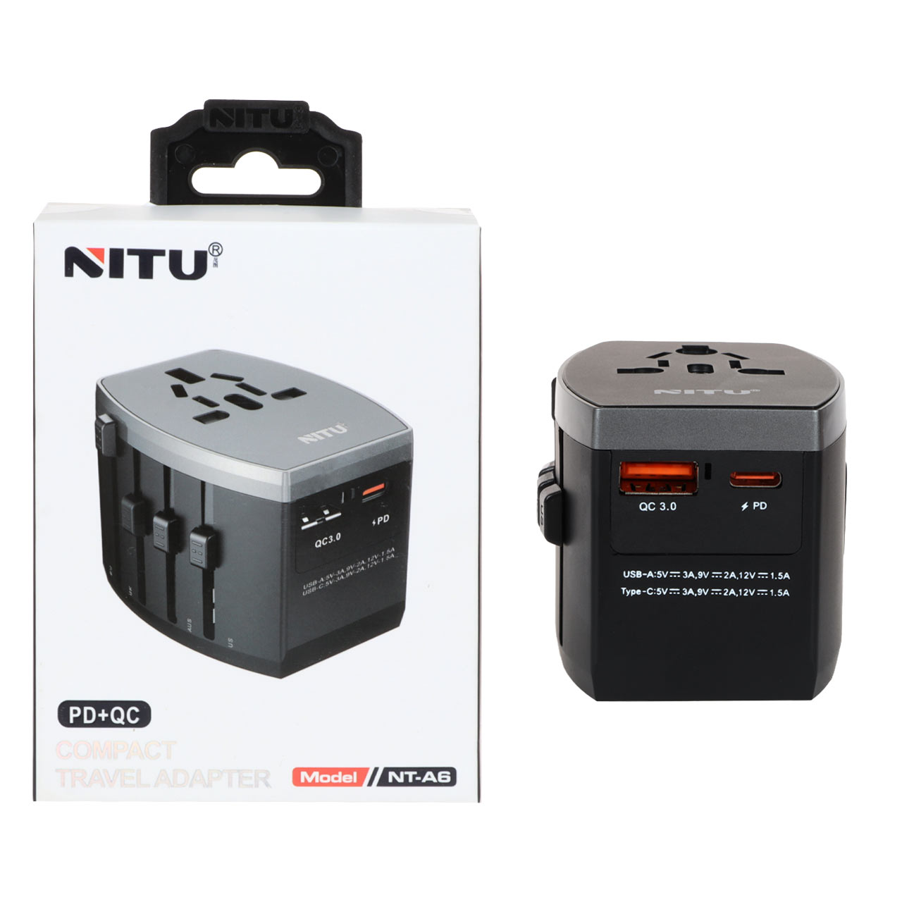 تبدیل برق 3 به 3 NITU مدل NT-A6 - مشکی (گارانتی 18 ماه تعویض نیکان همراه)